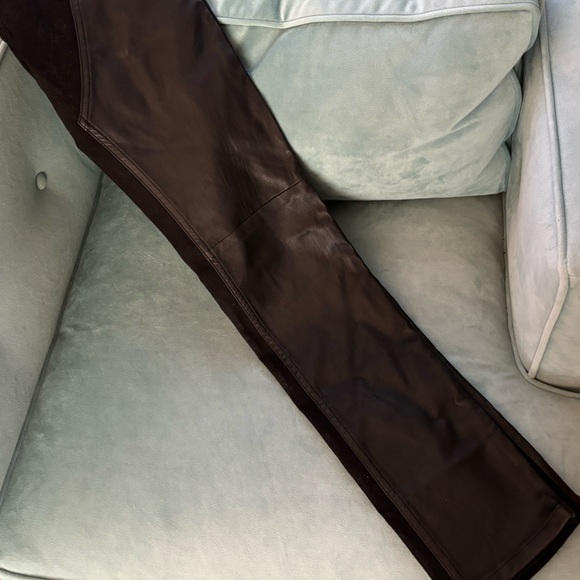 Givenchy Leather Designer Black Denim + Leather Pants Chaps - Picture 11 of 16